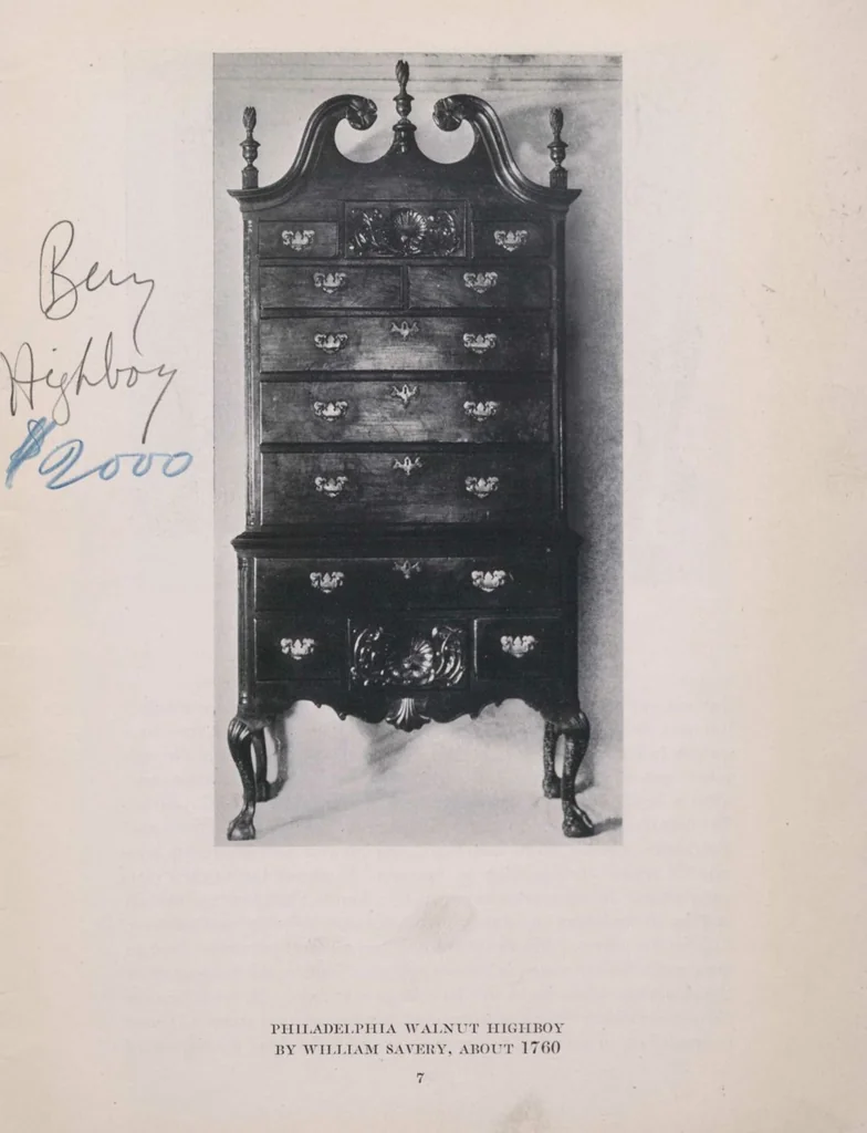 An illustration from The Jacob Paxson Temple collection of early American furniture and objects of art [electronic resource], 1922, leaf 6