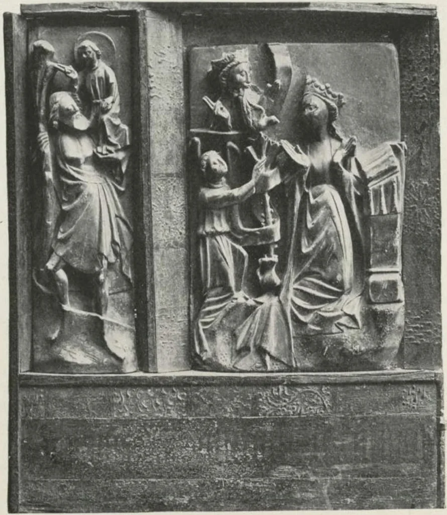 An illustration from Illustrated catalogue of the valuable collection of rare Gothic art and other artistic antique property belonging to the continental connoisseur and expert Henri S. de Souhami of Paris, acquired by him from Prince Henri de Faucigny Lucinge, Madame Lelong and other sources [electronic resource] : to be sold at unrestricted publi sale at the new American Art Galleries ... on the afternoons herein stated, 1922, leaf 34