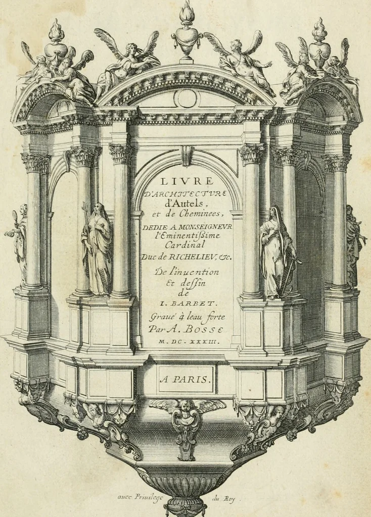 An illustration from Liure d'architecture d'autels et de cheminees, 1633, leaf 10