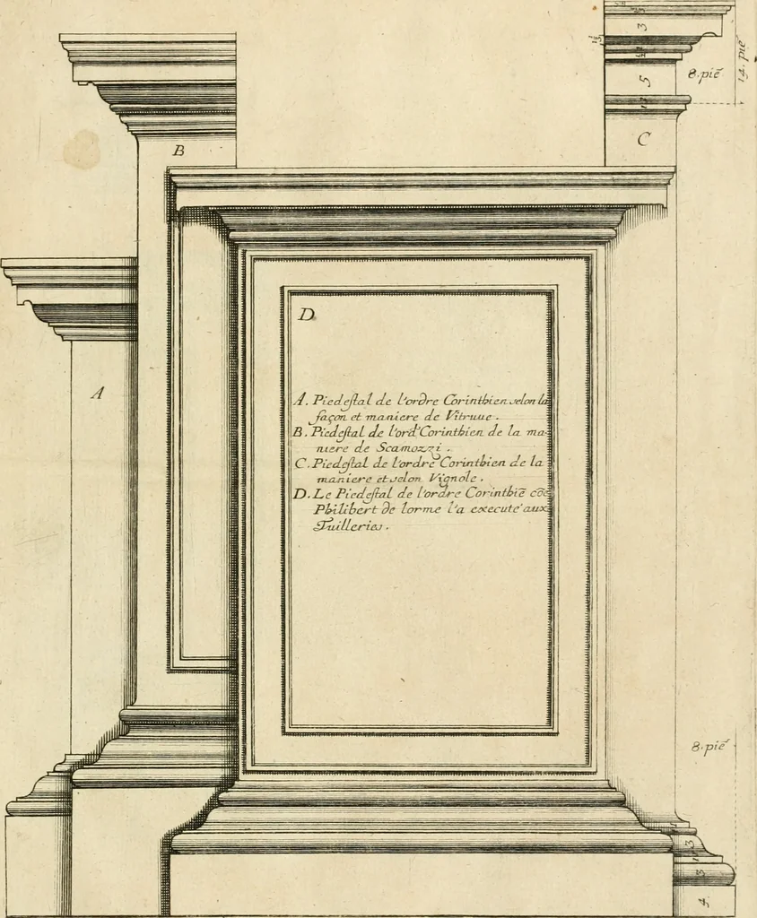 An illustration from Liure nouueau de l'art d'architecture : des cinq ordres et de plusieurs recueils de cette science, comme amphitheatres, plans, élevations, perspectiue et autres, desseignez correctement d'apres Vitruue, Scamossi, Palladio, Vignole et de Lorme, 1650, leaf 26