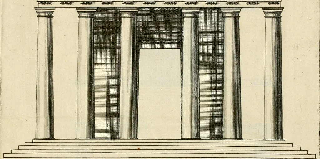 An illustration from Liure nouueau de l'art d'architecture : des cinq ordres et de plusieurs recueils de cette science, comme amphitheatres, plans, élevations, perspectiue et autres, desseignez correctement d'apres Vitruue, Scamossi, Palladio, Vignole et de Lorme, 1650, leaf 36