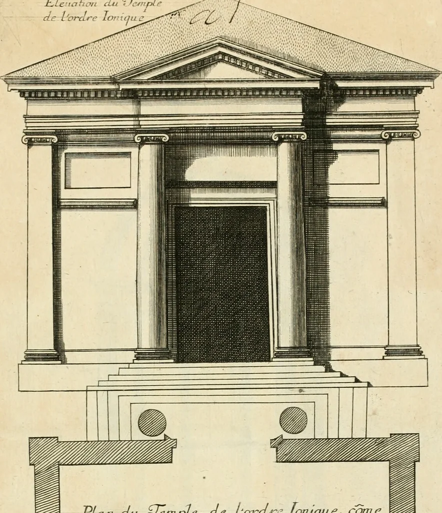 An illustration from Liure nouueau de l'art d'architecture : des cinq ordres et de plusieurs recueils de cette science, comme amphitheatres, plans, élevations, perspectiue et autres, desseignez correctement d'apres Vitruue, Scamossi, Palladio, Vignole et de Lorme, 1650, leaf 38