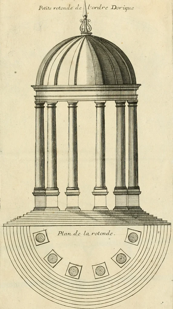 An illustration from Liure nouueau de l'art d'architecture : des cinq ordres et de plusieurs recueils de cette science, comme amphitheatres, plans, élevations, perspectiue et autres, desseignez correctement d'apres Vitruue, Scamossi, Palladio, Vignole et de Lorme, 1650, leaf 40