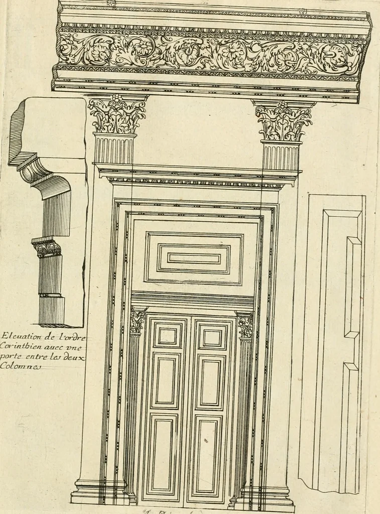 An illustration from Liure nouueau de l'art d'architecture : des cinq ordres et de plusieurs recueils de cette science, comme amphitheatres, plans, élevations, perspectiue et autres, desseignez correctement d'apres Vitruue, Scamossi, Palladio, Vignole et de Lorme, 1650, leaf 58