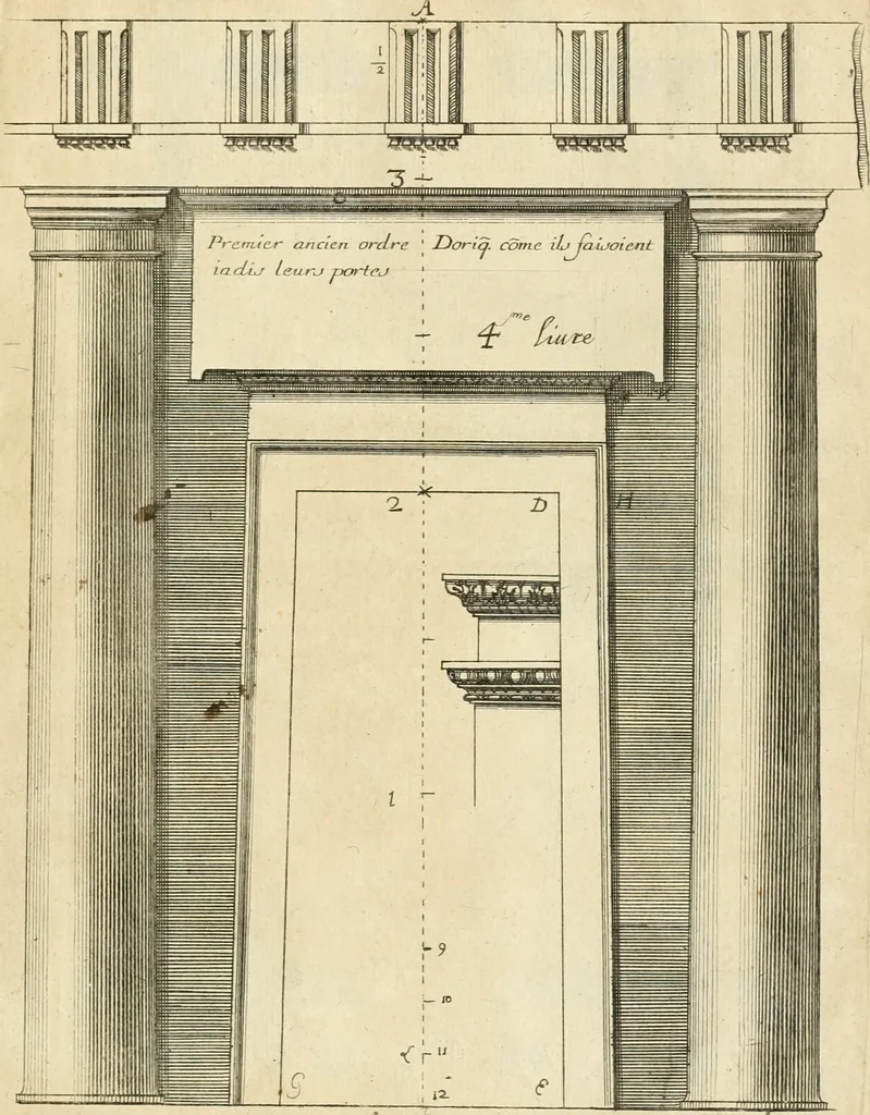 An illustration from Liure nouueau de l'art d'architecture : des cinq ordres et de plusieurs recueils de cette science, comme amphitheatres, plans, élevations, perspectiue et autres, desseignez correctement d'apres Vitruue, Scamossi, Palladio, Vignole et de Lorme, 1650, leaf 60