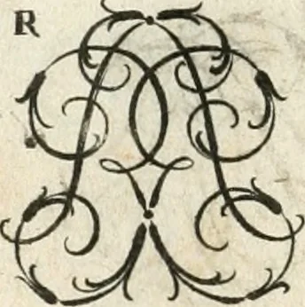 An illustration from Livre curieux et utile pour les sçavans et artistes : composé de trois alphabets de chiffres simples, doubles & triples, fleuronnez et au premier trait : accompagné d'un tres grand nombre de devises, emblêmes, médailles et autres figures hieroglyfiques : ensemble de plusieurs supports et cimiers pour les ornemens des armes : avec une table tres ample par le moyen de laquelle on trouvera facilement tous les noms imaginables, 1685, leaf 159