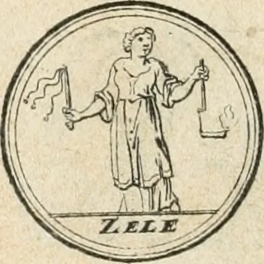 An illustration from Livre curieux et utile pour les sçavans et artistes : composé de trois alphabets de chiffres simples, doubles & triples, fleuronnez et au premier trait : accompagné d'un tres grand nombre de devises, emblêmes, médailles et autres figures hieroglyfiques : ensemble de plusieurs supports et cimiers pour les ornemens des armes : avec une table tres ample par le moyen de laquelle on trouvera facilement tous les noms imaginables, 1685, leaf 159
