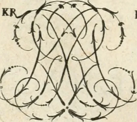 An illustration from Livre curieux et utile pour les sçavans et artistes : composé de trois alphabets de chiffres simples, doubles & triples, fleuronnez et au premier trait : accompagné d'un tres grand nombre de devises, emblêmes, médailles et autres figures hieroglyfiques : ensemble de plusieurs supports et cimiers pour les ornemens des armes : avec une table tres ample par le moyen de laquelle on trouvera facilement tous les noms imaginables, 1685, leaf 171