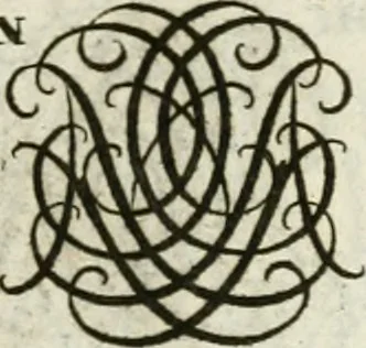 An illustration from Livre curieux et utile pour les sçavans et artistes : composé de trois alphabets de chiffres simples, doubles & triples, fleuronnez et au premier trait : accompagné d'un tres grand nombre de devises, emblêmes, médailles et autres figures hieroglyfiques : ensemble de plusieurs supports et cimiers pour les ornemens des armes : avec une table tres ample par le moyen de laquelle on trouvera facilement tous les noms imaginables, 1685, leaf 228
