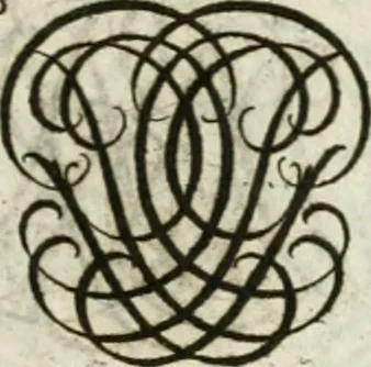 An illustration from Livre curieux et utile pour les sçavans et artistes : composé de trois alphabets de chiffres simples, doubles & triples, fleuronnez et au premier trait : accompagné d'un tres grand nombre de devises, emblêmes, médailles et autres figures hieroglyfiques : ensemble de plusieurs supports et cimiers pour les ornemens des armes : avec une table tres ample par le moyen de laquelle on trouvera facilement tous les noms imaginables, 1685, leaf 228