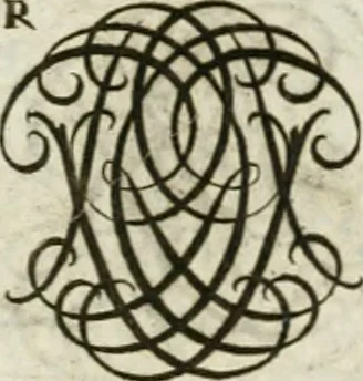 An illustration from Livre curieux et utile pour les sçavans et artistes : composé de trois alphabets de chiffres simples, doubles & triples, fleuronnez et au premier trait : accompagné d'un tres grand nombre de devises, emblêmes, médailles et autres figures hieroglyfiques : ensemble de plusieurs supports et cimiers pour les ornemens des armes : avec une table tres ample par le moyen de laquelle on trouvera facilement tous les noms imaginables, 1685, leaf 228
