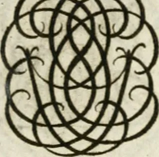 An illustration from Livre curieux et utile pour les sçavans et artistes : composé de trois alphabets de chiffres simples, doubles & triples, fleuronnez et au premier trait : accompagné d'un tres grand nombre de devises, emblêmes, médailles et autres figures hieroglyfiques : ensemble de plusieurs supports et cimiers pour les ornemens des armes : avec une table tres ample par le moyen de laquelle on trouvera facilement tous les noms imaginables, 1685, leaf 228