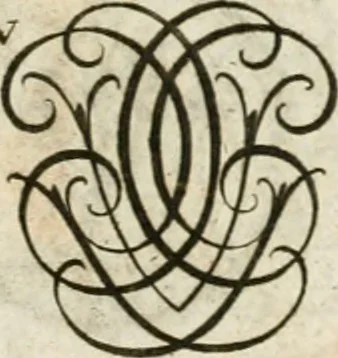 An illustration from Livre curieux et utile pour les sçavans et artistes : composé de trois alphabets de chiffres simples, doubles & triples, fleuronnez et au premier trait : accompagné d'un tres grand nombre de devises, emblêmes, médailles et autres figures hieroglyfiques : ensemble de plusieurs supports et cimiers pour les ornemens des armes : avec une table tres ample par le moyen de laquelle on trouvera facilement tous les noms imaginables, 1685, leaf 228
