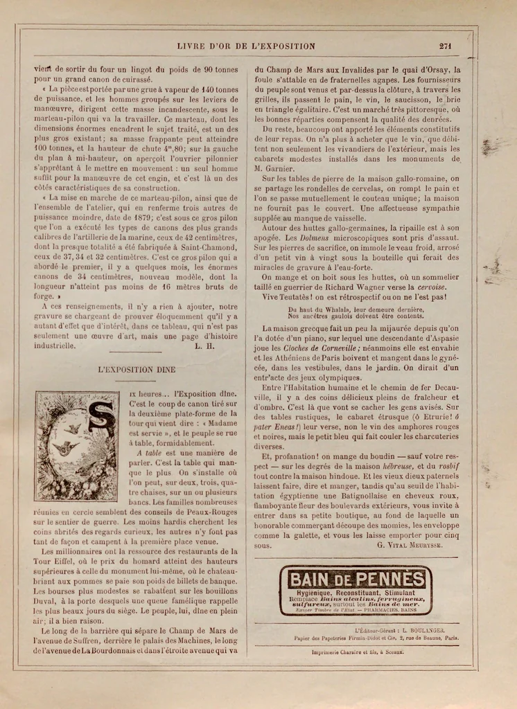 An illustration from Livre d'or de l'Exposition, 1889, leaf 345