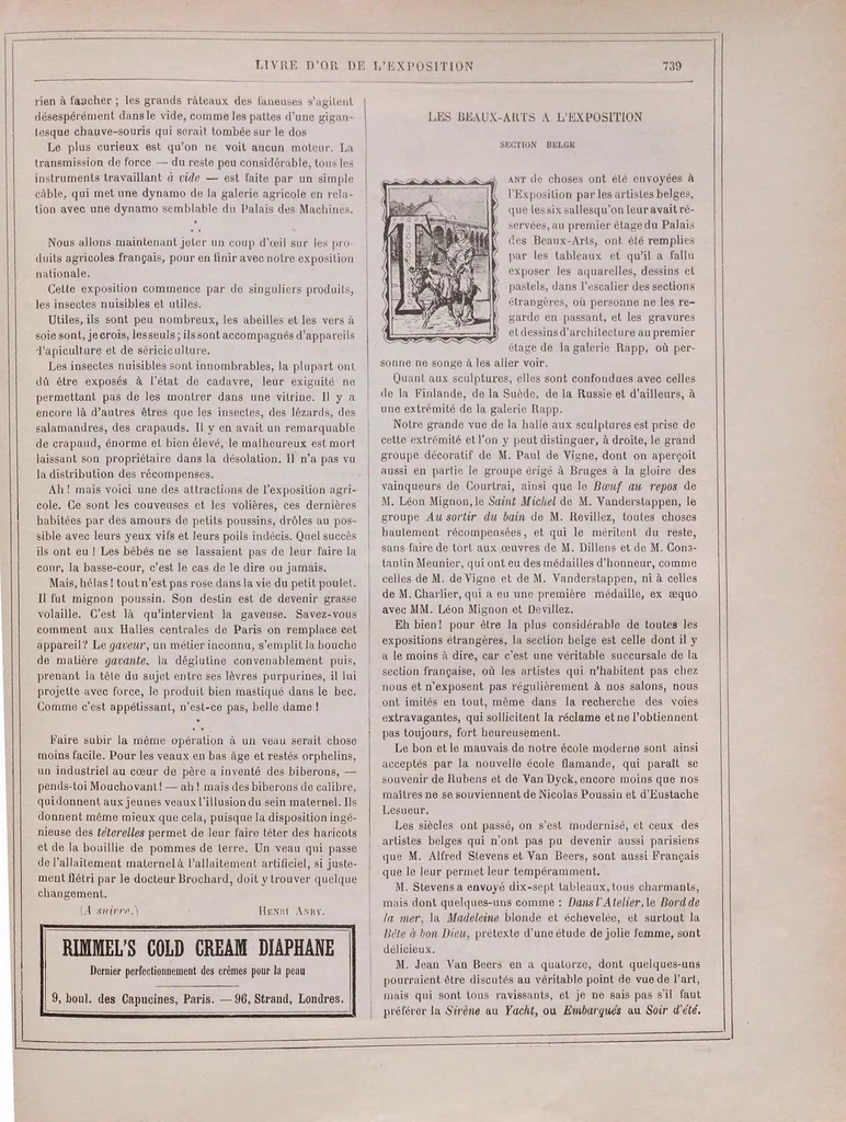 An illustration from Livre d'or de l'Exposition, 1889, leaf 433