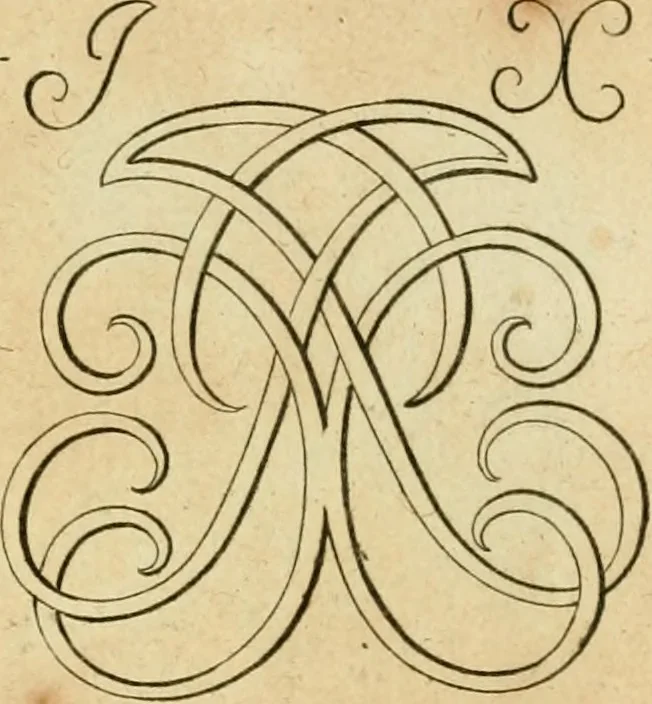 An illustration from Livre de chiffres a double traits, ou l'on trouve les noms & surnoms. : Vtile aux peintres, sculpteurs, graveurs et autres. Dedia Monseigneur le Dauphin, 1685, leaf 104