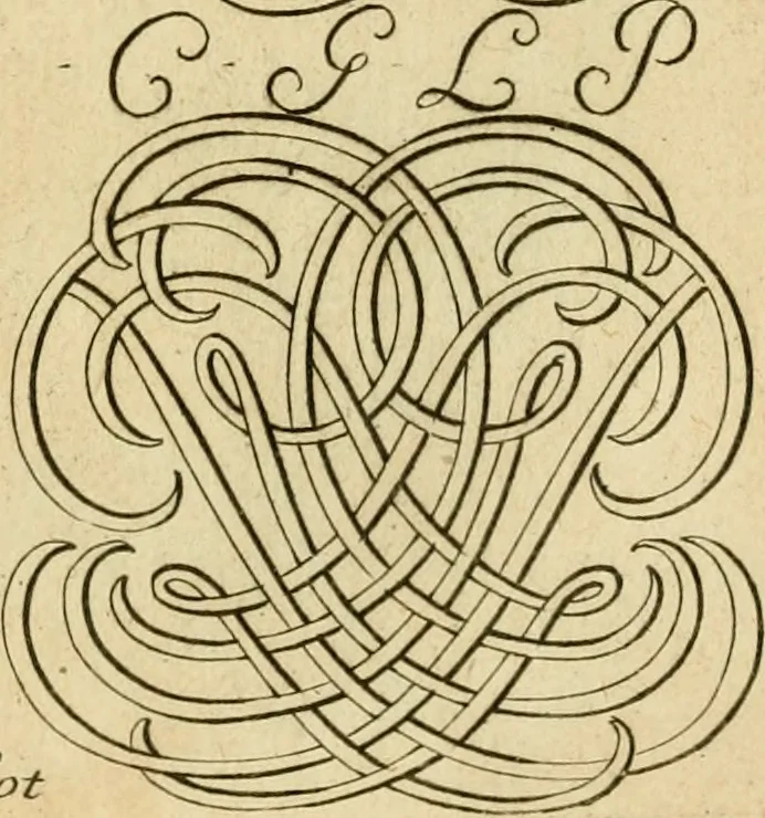 An illustration from Livre de chiffres a double traits, ou l'on trouve les noms & surnoms. : Vtile aux peintres, sculpteurs, graveurs et autres. Dedia Monseigneur le Dauphin, 1685, leaf 150
