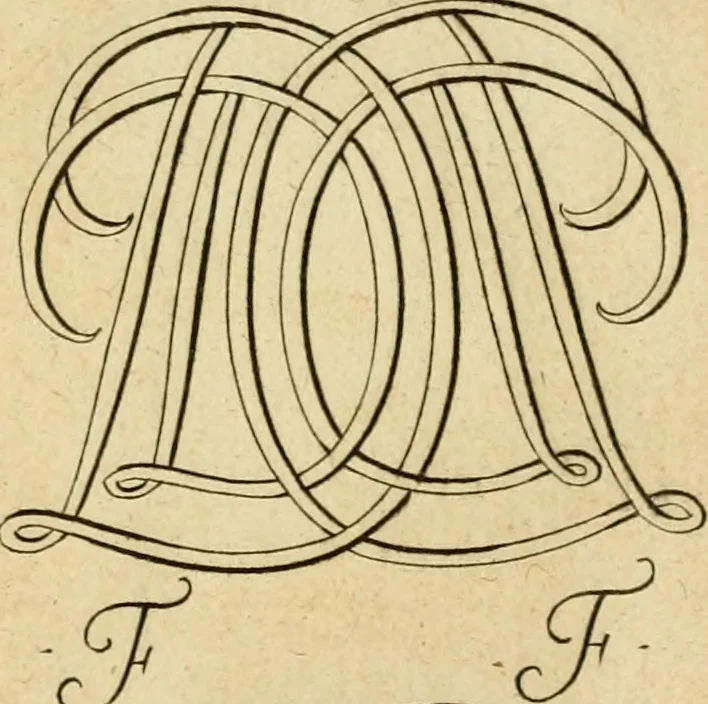 An illustration from Livre de chiffres a double traits, ou l'on trouve les noms & surnoms. : Vtile aux peintres, sculpteurs, graveurs et autres. Dedia Monseigneur le Dauphin, 1685, leaf 152