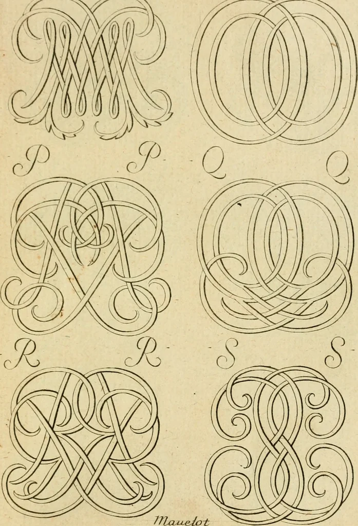 An illustration from Livre de chiffres a double traits, ou l'on trouve les noms & surnoms. : Vtile aux peintres, sculpteurs, graveurs et autres. Dedia Monseigneur le Dauphin, 1685, leaf 156