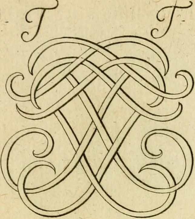 An illustration from Livre de chiffres a double traits, ou l'on trouve les noms & surnoms. : Vtile aux peintres, sculpteurs, graveurs et autres. Dedia Monseigneur le Dauphin, 1685, leaf 158