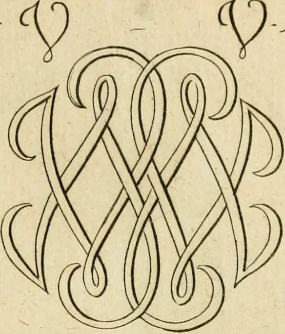 An illustration from Livre de chiffres a double traits, ou l'on trouve les noms & surnoms. : Vtile aux peintres, sculpteurs, graveurs et autres. Dedia Monseigneur le Dauphin, 1685, leaf 158