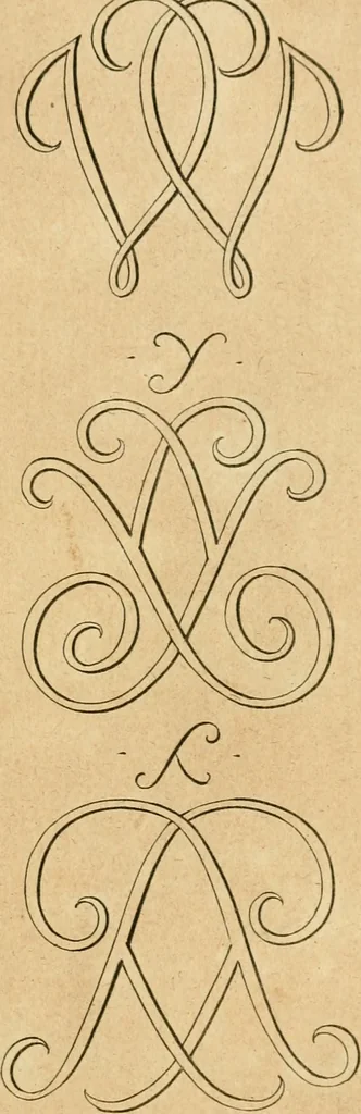 An illustration from Livre de chiffres a double traits, ou l'on trouve les noms & surnoms. : Vtile aux peintres, sculpteurs, graveurs et autres. Dedia Monseigneur le Dauphin, 1685, leaf 166