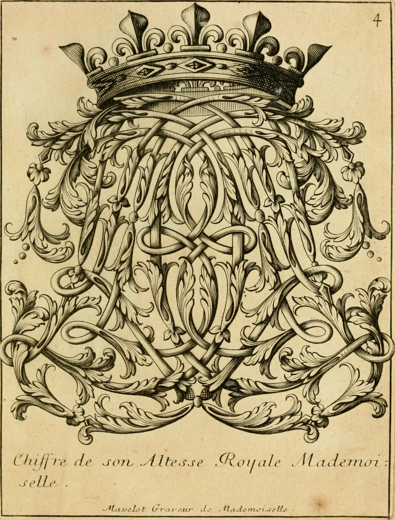 An illustration from Livre de chiffres a double traits, ou l'on trouve les noms & surnoms. : Vtile aux peintres, sculpteurs, graveurs et autres. Dedia Monseigneur le Dauphin, 1685, leaf 182