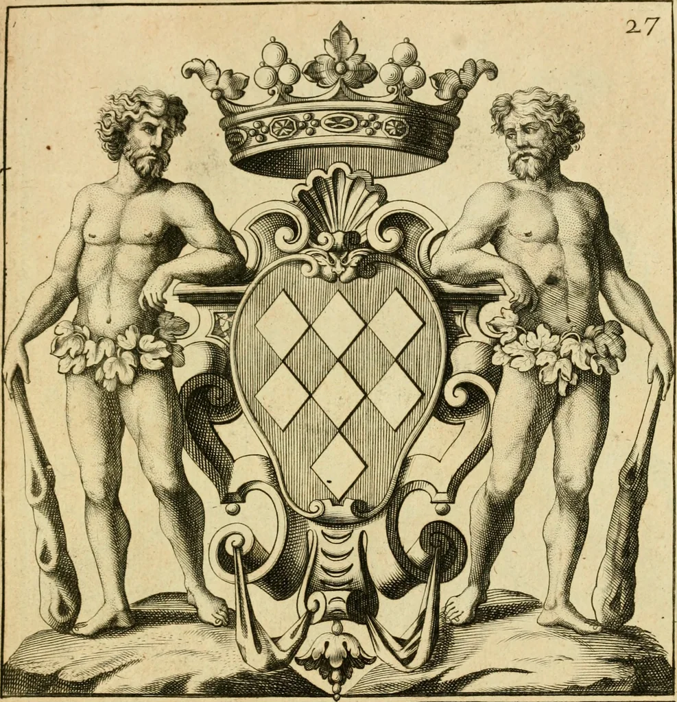 An illustration from Livre de chiffres a double traits, ou l'on trouve les noms & surnoms. : Vtile aux peintres, sculpteurs, graveurs et autres. Dedia Monseigneur le Dauphin, 1685, leaf 228