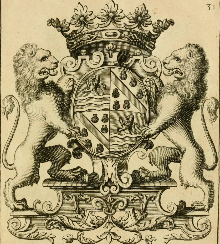 An illustration from Livre de chiffres a double traits, ou l'on trouve les noms & surnoms. : Vtile aux peintres, sculpteurs, graveurs et autres. Dedia Monseigneur le Dauphin, 1685, leaf 236