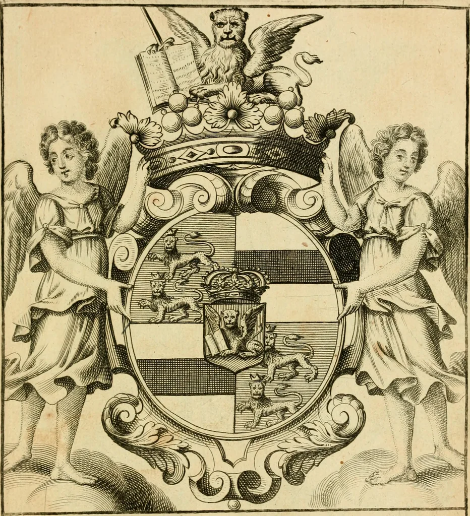 An illustration from Livre de chiffres a double traits, ou l'on trouve les noms & surnoms. : Vtile aux peintres, sculpteurs, graveurs et autres. Dedia Monseigneur le Dauphin, 1685, leaf 248