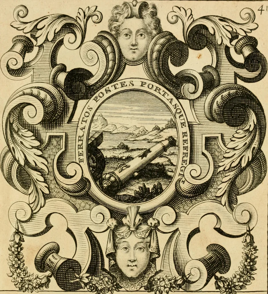 An illustration from Livre de chiffres a double traits, ou l'on trouve les noms & surnoms. : Vtile aux peintres, sculpteurs, graveurs et autres. Dedia Monseigneur le Dauphin, 1685, leaf 258