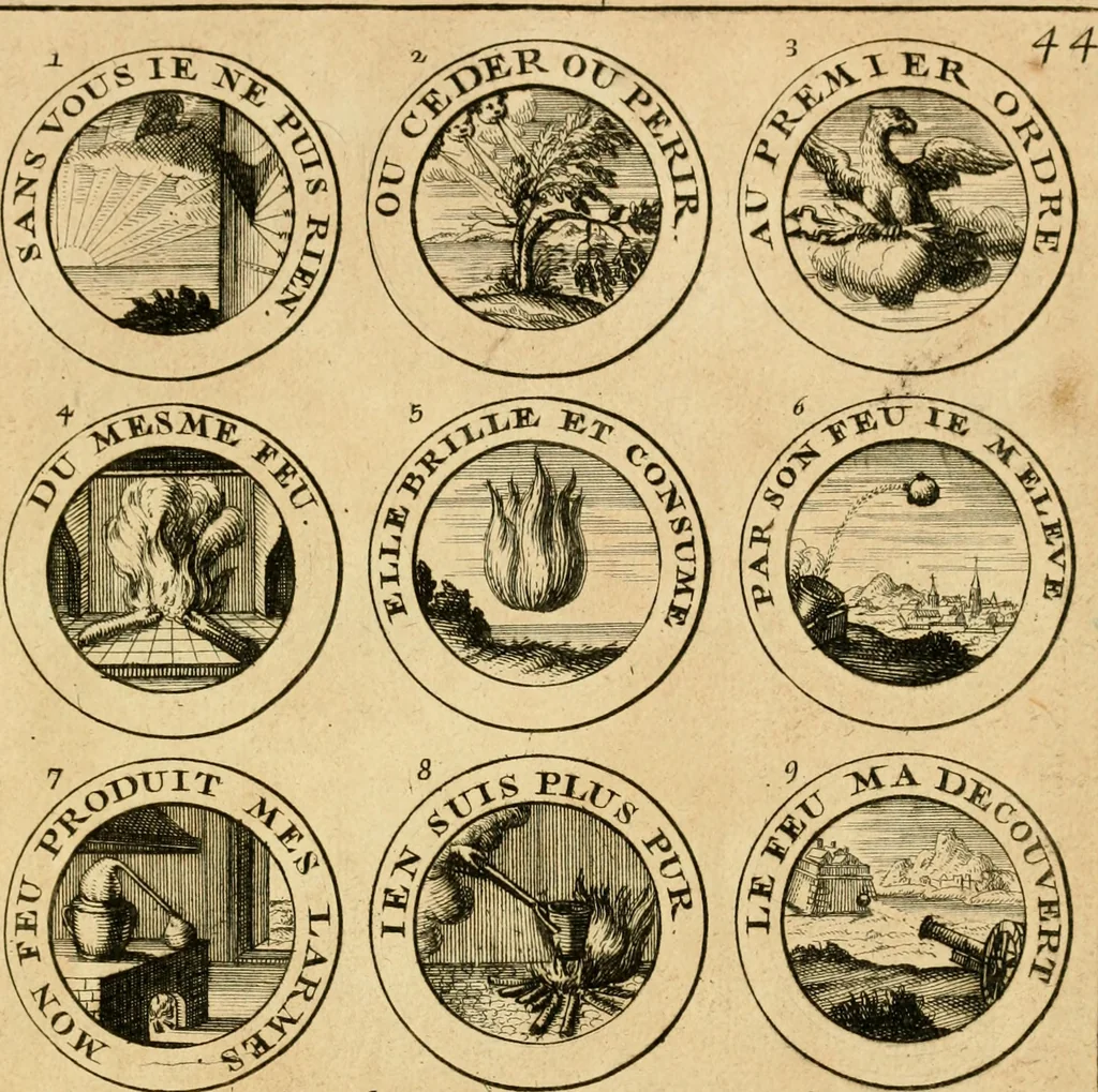 An illustration from Livre de chiffres a double traits, ou l'on trouve les noms & surnoms. : Vtile aux peintres, sculpteurs, graveurs et autres. Dedia Monseigneur le Dauphin, 1685, leaf 264