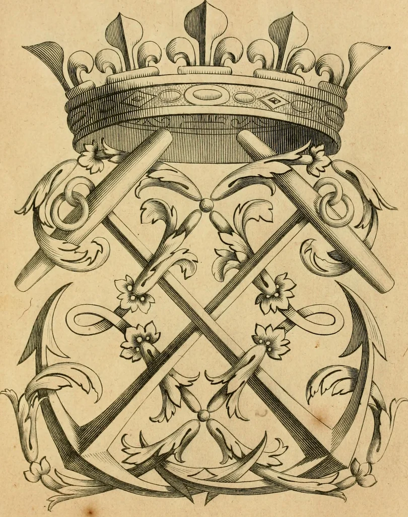 An illustration from Livre de chiffres a double traits, ou l'on trouve les noms & surnoms. : Vtile aux peintres, sculpteurs, graveurs et autres. Dedia Monseigneur le Dauphin, 1685, leaf 30