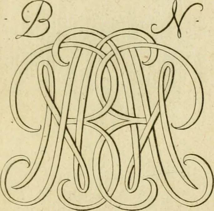 An illustration from Livre de chiffres a double traits, ou l'on trouve les noms & surnoms. : Vtile aux peintres, sculpteurs, graveurs et autres. Dedia Monseigneur le Dauphin, 1685, leaf 62