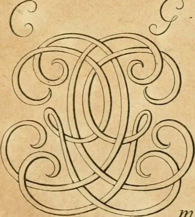 An illustration from Livre de chiffres a double traits, ou l'on trouve les noms & surnoms. : Vtile aux peintres, sculpteurs, graveurs et autres. Dedia Monseigneur le Dauphin, 1685, leaf 66