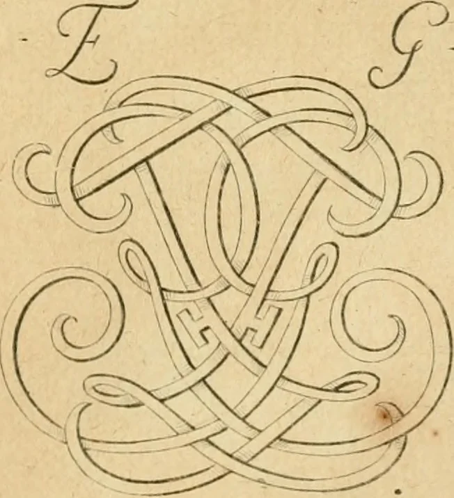 An illustration from Livre de chiffres a double traits, ou l'on trouve les noms & surnoms. : Vtile aux peintres, sculpteurs, graveurs et autres. Dedia Monseigneur le Dauphin, 1685, leaf 78
