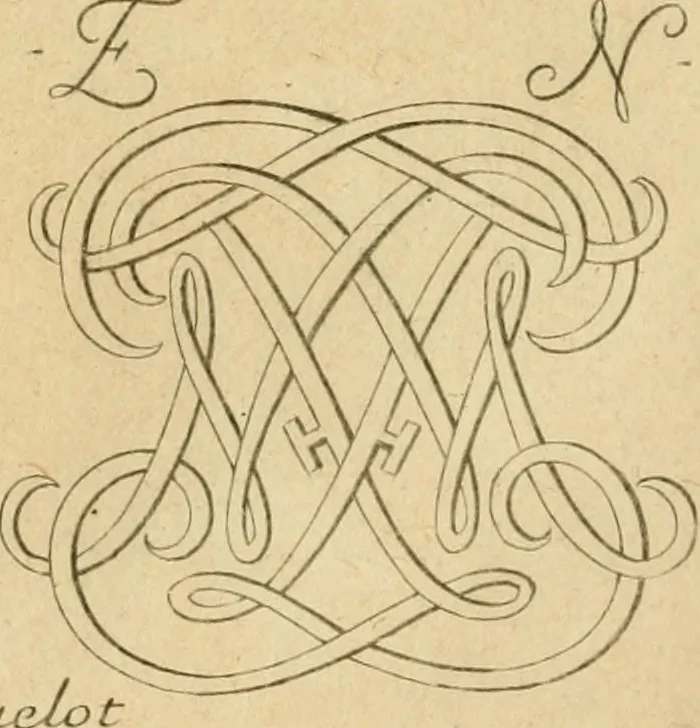 An illustration from Livre de chiffres a double traits, ou l'on trouve les noms & surnoms. : Vtile aux peintres, sculpteurs, graveurs et autres. Dedia Monseigneur le Dauphin, 1685, leaf 80
