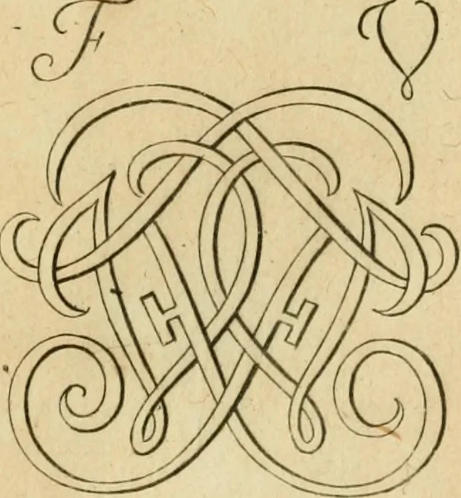 An illustration from Livre de chiffres a double traits, ou l'on trouve les noms & surnoms. : Vtile aux peintres, sculpteurs, graveurs et autres. Dedia Monseigneur le Dauphin, 1685, leaf 88