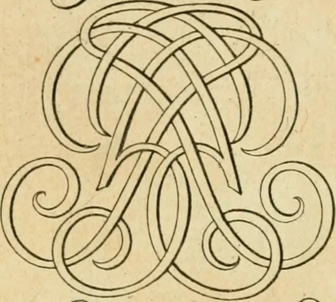 An illustration from Livre de chiffres a double traits, ou l'on trouve les noms & surnoms. : Vtile aux peintres, sculpteurs, graveurs et autres. Dedia Monseigneur le Dauphin, 1685, leaf 96
