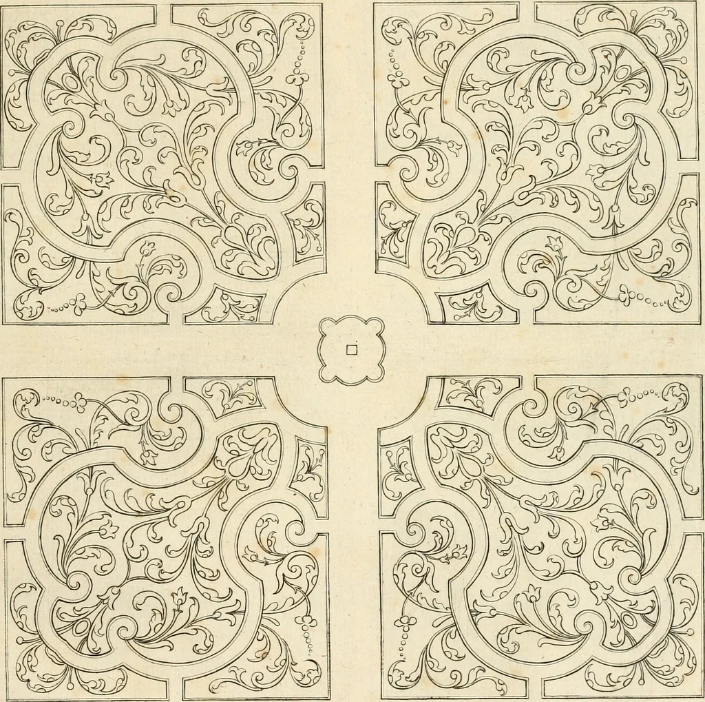 An illustration from Livre de differants desseings de parterres, 1630, leaf 12