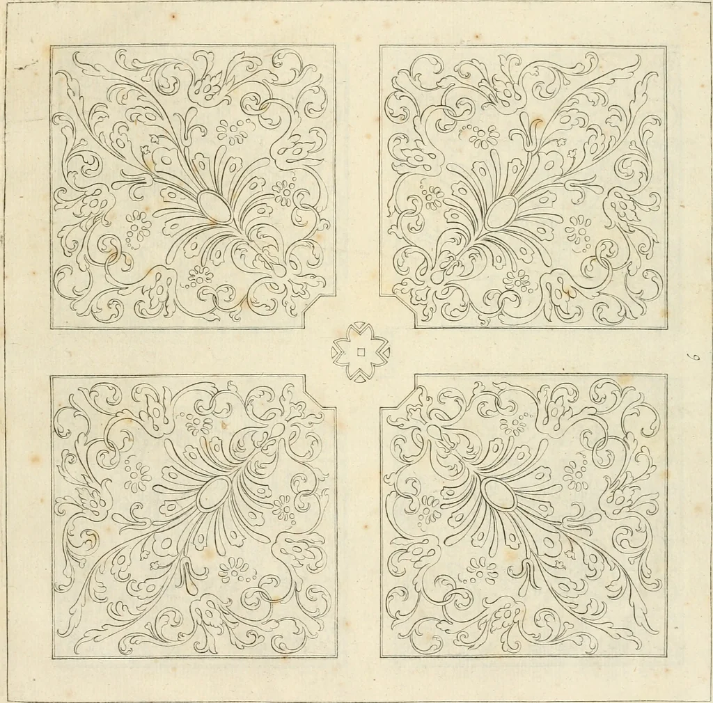 An illustration from Livre de differants desseings de parterres, 1630, leaf 20