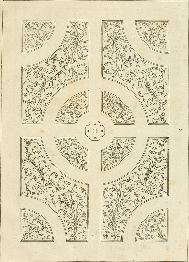 An illustration from Livre de differants desseings de parterres, 1630, leaf 28