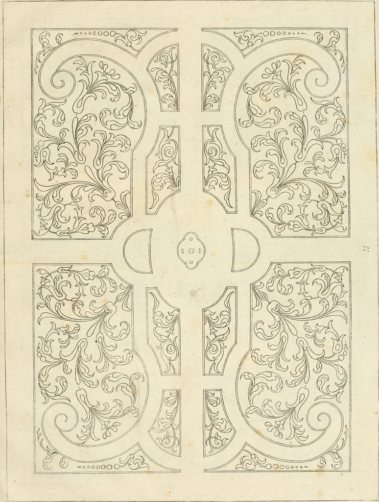 An illustration from Livre de differants desseings de parterres, 1630, leaf 30