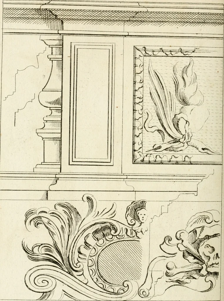 An illustration from Livre de fragments d'architectures, recüeilis et dessinés à Rome d'après les plus beaux monuments, 1720, leaf 101