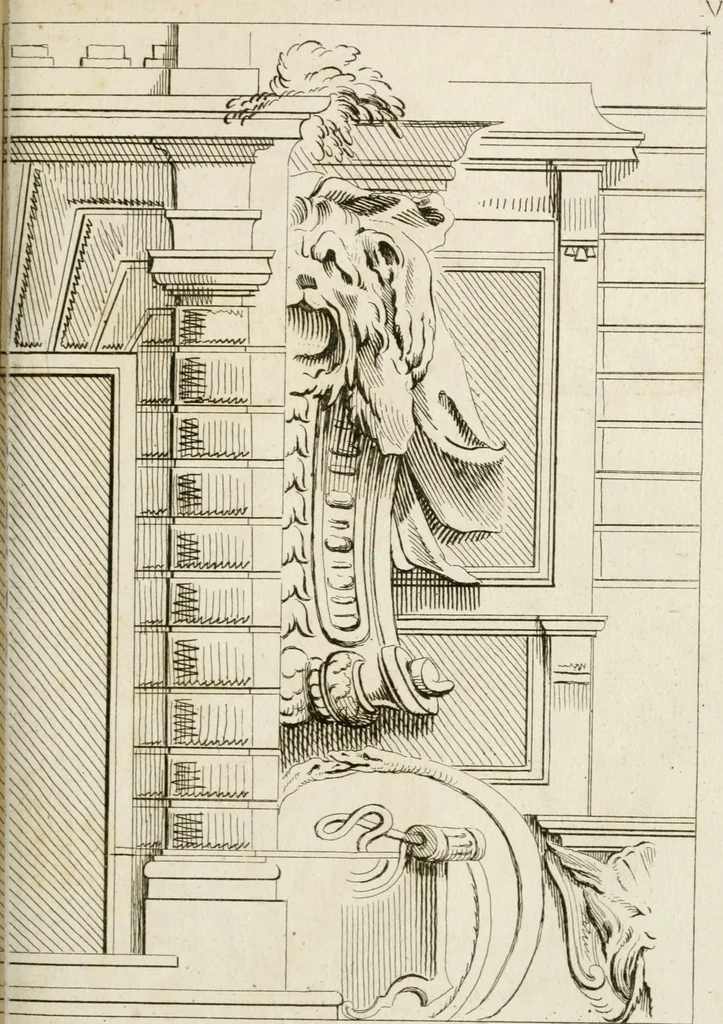 An illustration from Livre de fragments d'architectures, recüeilis et dessinés à Rome d'après les plus beaux monuments, 1720, leaf 104