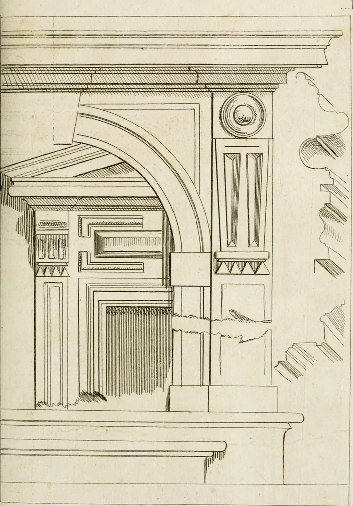 An illustration from Livre de fragments d'architectures, recüeilis et dessinés à Rome d'après les plus beaux monuments, 1720, leaf 108