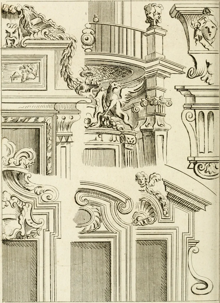 An illustration from Livre de fragments d'architectures, recüeilis et dessinés à Rome d'après les plus beaux monuments, 1720, leaf 109
