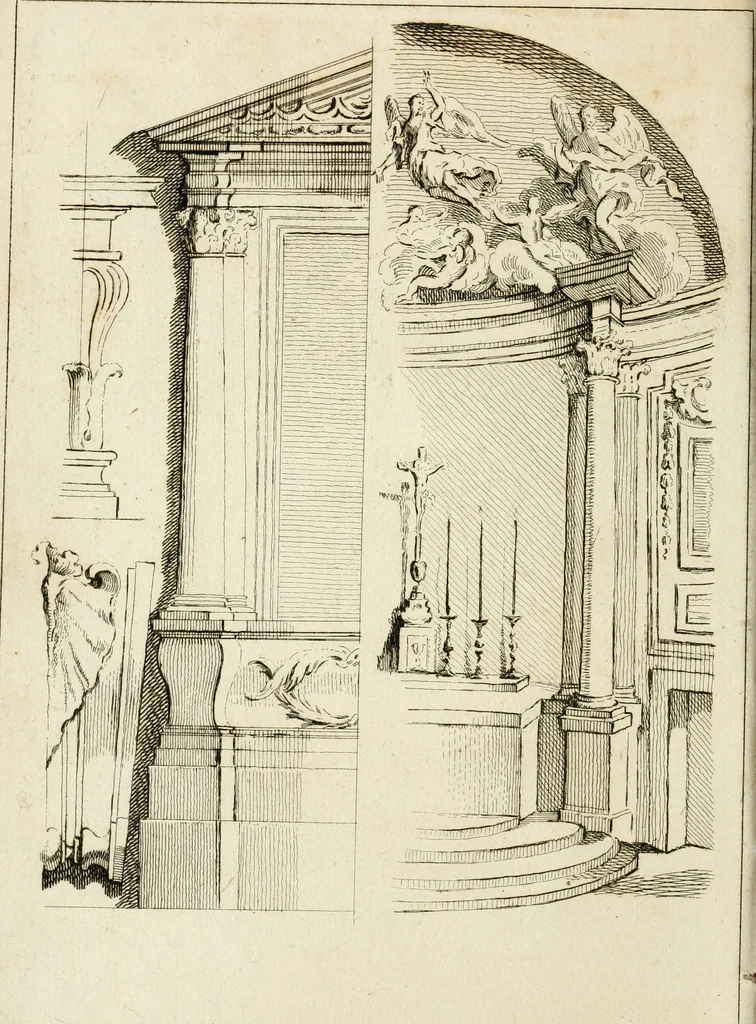 An illustration from Livre de fragments d'architectures, recüeilis et dessinés à Rome d'après les plus beaux monuments, 1720, leaf 11