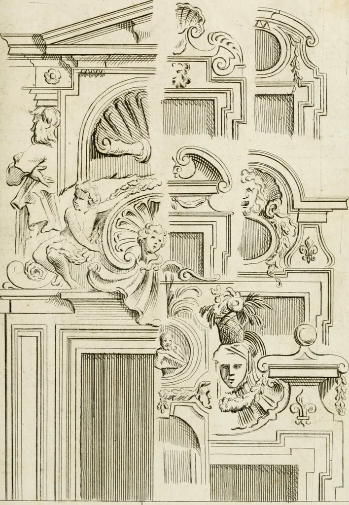 An illustration from Livre de fragments d'architectures, recüeilis et dessinés à Rome d'après les plus beaux monuments, 1720, leaf 110