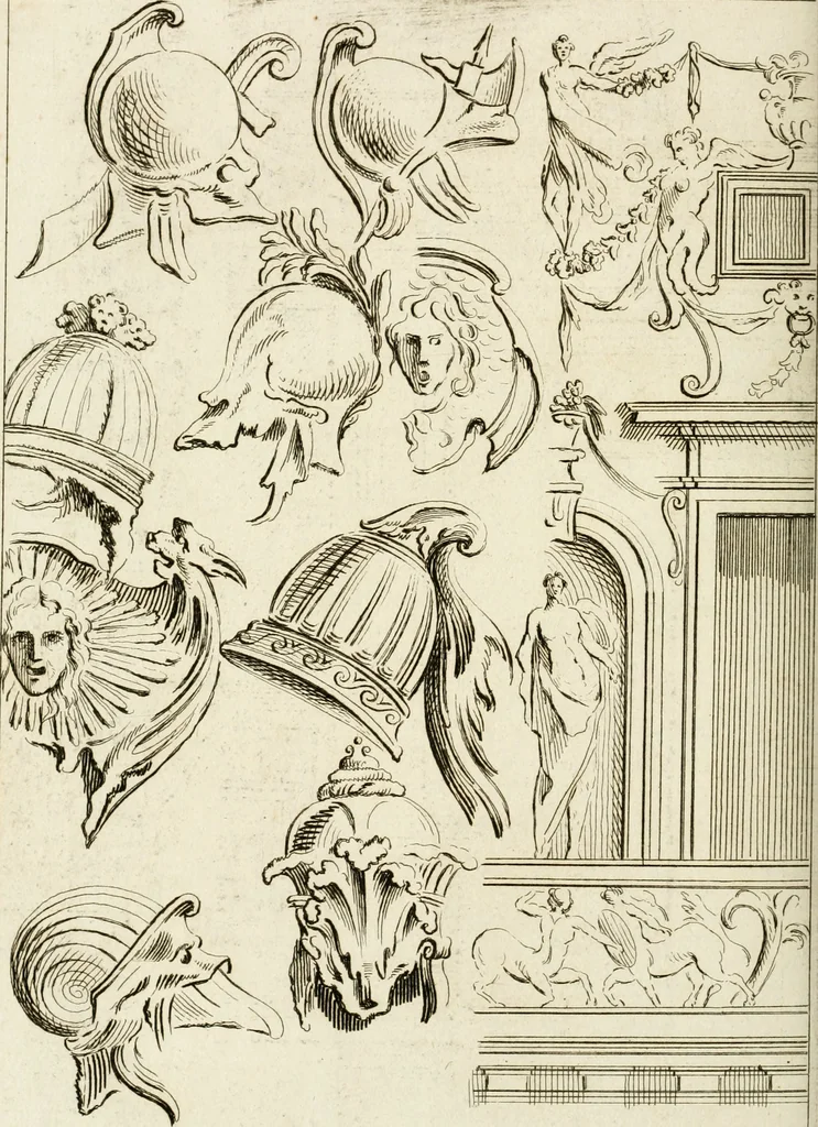 An illustration from Livre de fragments d'architectures, recüeilis et dessinés à Rome d'après les plus beaux monuments, 1720, leaf 111
